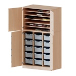 Bastelschrank, 5 OH, 4-türiger Schrank mit 15 hohen Boxen, zweiteilig, B/H/T 104,5x190x60cm 